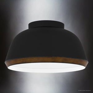 Urban Ambiance - Ceiling Light - UQL5910 Modern Rustic Indoor Ceiling Light, 8.25''H x 16''W x 16''D, Matte Black Finish, Fitzroy Collection - 