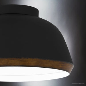 Urban Ambiance - Ceiling Light - UQL5910 Modern Rustic Indoor Ceiling Light, 8.25''H x 16''W x 16''D, Matte Black Finish, Fitzroy Collection - 