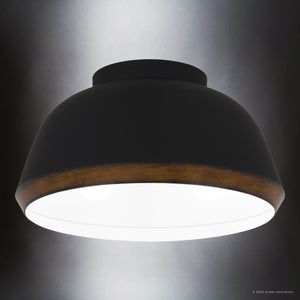Urban Ambiance - Ceiling Light - UQL5910 Modern Rustic Indoor Ceiling Light, 8.25''H x 16''W x 16''D, Matte Black Finish, Fitzroy Collection - 