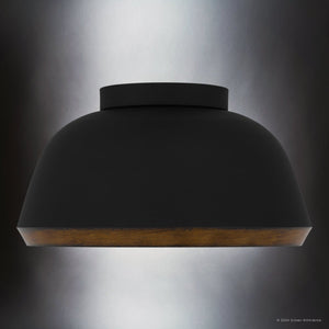 Urban Ambiance - Ceiling Light - UQL5910 Modern Rustic Indoor Ceiling Light, 8.25''H x 16''W x 16''D, Matte Black Finish, Fitzroy Collection - 