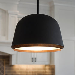 Urban Ambiance - Pendant - UQL5911 Modern Rustic Indoor Pendant, 15''H x 20''W x 20''D, Matte Black Finish, Fitzroy Collection - 