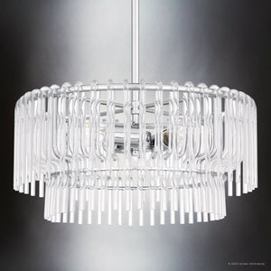 Urban Ambiance - Pendant - UQL5920 Contemporary Indoor Pendant, 8.75''H x 18''W x 18''D, Polished Chrome Finish, Rothwell Collection - 