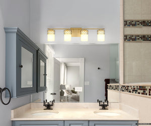 Urban Ambiance - Bath Light - UQL5932 Modern Indoor Bath Light, 7.5''H x 32''W x 6''D, Aged Brass Finish, Bayreuth Collection - 