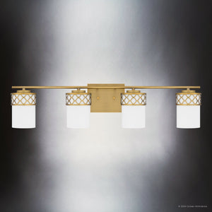 Urban Ambiance - Bath Light - UQL5932 Modern Indoor Bath Light, 7.5''H x 32''W x 6''D, Aged Brass Finish, Bayreuth Collection - 