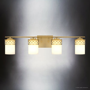 Urban Ambiance - Bath Light - UQL5932 Modern Indoor Bath Light, 7.5''H x 32''W x 6''D, Aged Brass Finish, Bayreuth Collection - 
