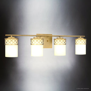 Urban Ambiance - Bath Light - UQL5932 Modern Indoor Bath Light, 7.5''H x 32''W x 6''D, Aged Brass Finish, Bayreuth Collection - 