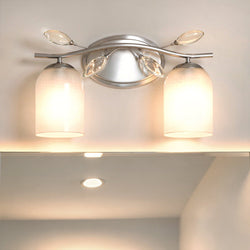 Urban Ambiance - Bath Light - UQL5940 Glam Indoor Bath Light, 9.25''H x 16''W x 6.5''D, Brushed Nickel Finish, Hadley Collection -