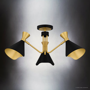 Urban Ambiance - Ceiling Light - UQL5960 Luxe Industrial Indoor Ceiling Light, 11.00''H x 26.00''W x 26.00''Dep, Matte Black Finish, Eastvale Collection - 