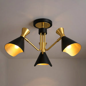 Urban Ambiance - Ceiling Light - UQL5960 Luxe Industrial Indoor Ceiling Light, 11.00''H x 26.00''W x 26.00''Dep, Matte Black Finish, Eastvale Collection - 