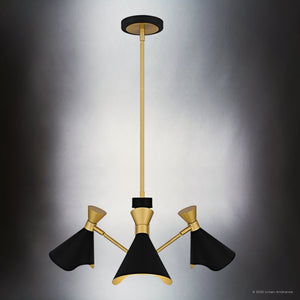 Urban Ambiance - Chandelier - UQL5961 Luxe Industrial Indoor Chandelier, 9.00''H x 26.00''W x 26.00''Dep, Matte Black Finish, Eastvale Collection - 