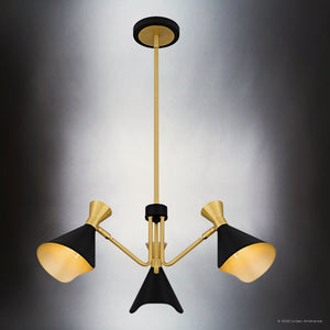 Urban Ambiance - Chandelier - UQL5961 Luxe Industrial Indoor Chandelier, 9.00''H x 26.00''W x 26.00''Dep, Matte Black Finish, Eastvale Collection - 