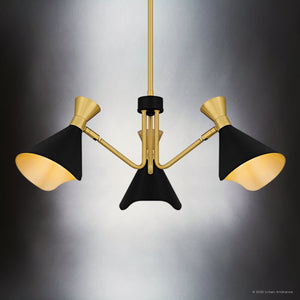 Urban Ambiance - Chandelier - UQL5961 Luxe Industrial Indoor Chandelier, 9.00''H x 26.00''W x 26.00''Dep, Matte Black Finish, Eastvale Collection - 