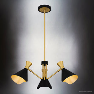 Urban Ambiance - Chandelier - UQL5961 Luxe Industrial Indoor Chandelier, 9.00''H x 26.00''W x 26.00''Dep, Matte Black Finish, Eastvale Collection - 