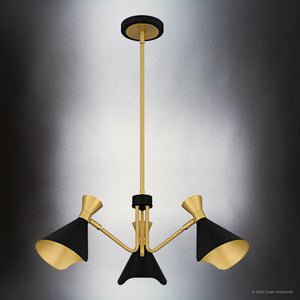 Urban Ambiance - Chandelier - UQL5961 Luxe Industrial Indoor Chandelier, 9.00''H x 26.00''W x 26.00''Dep, Matte Black Finish, Eastvale Collection - 