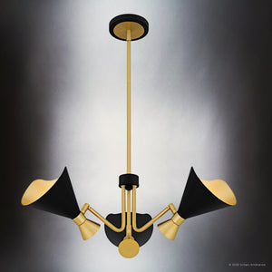 Urban Ambiance - Chandelier - UQL5961 Luxe Industrial Indoor Chandelier, 9.00''H x 26.00''W x 26.00''Dep, Matte Black Finish, Eastvale Collection - 
