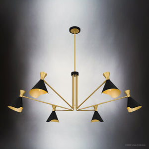 Urban Ambiance - Chandelier - UQL5962 Luxe Industrial Indoor Chandelier, 17.50''H x 52.00''W x 52.00''Dep, Matte Black Finish, Eastvale Collection - 
