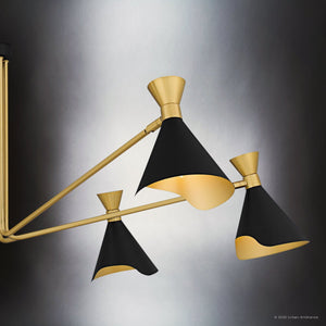 Urban Ambiance - Chandelier - UQL5962 Luxe Industrial Indoor Chandelier, 17.50''H x 52.00''W x 52.00''Dep, Matte Black Finish, Eastvale Collection - 