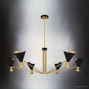 Urban Ambiance - Chandelier - UQL5962 Luxe Industrial Indoor Chandelier, 17.50''H x 52.00''W x 52.00''Dep, Matte Black Finish, Eastvale Collection - 
