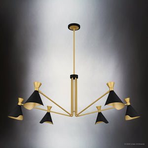 Urban Ambiance - Chandelier - UQL5962 Luxe Industrial Indoor Chandelier, 17.50''H x 52.00''W x 52.00''Dep, Matte Black Finish, Eastvale Collection - 