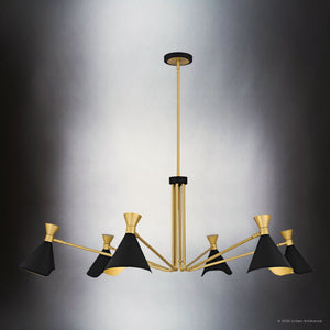 Urban Ambiance - Chandelier - UQL5962 Luxe Industrial Indoor Chandelier, 17.50''H x 52.00''W x 52.00''Dep, Matte Black Finish, Eastvale Collection - 