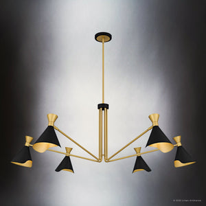 Urban Ambiance - Chandelier - UQL5962 Luxe Industrial Indoor Chandelier, 17.50''H x 52.00''W x 52.00''Dep, Matte Black Finish, Eastvale Collection - 
