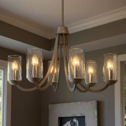 Urban Ambiance - Chandelier - UQL5970 Traditional Indoor Chandelier, 20.00''H x 32.00''W x 32.00''Dep, Brushed Nickel Finish, Shoreline Collection - 