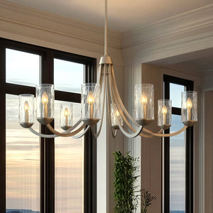 Urban Ambiance - Chandelier - UQL5972 Traditional Indoor Chandelier, 22.00''H x 45.00''W x 45.00''Dep, Brushed Nickel Finish, Shoreline Collection - 