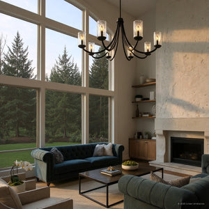 Urban Ambiance - Chandelier - UQL5973 Traditional Indoor Chandelier, 22.00''H x 45.00''W x 45.00''Dep, Matte Black Finish, Shoreline Collection - 