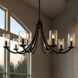Urban Ambiance - Chandelier - UQL5973 Traditional Indoor Chandelier, 22.00''H x 45.00''W x 45.00''Dep, Matte Black Finish, Shoreline Collection - 