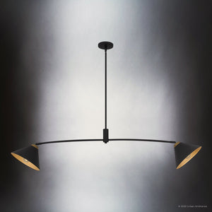 Urban Ambiance - Chandelier - UQL5980 Urban Loft Indoor Chandelier, 11.75''H x 52.00''W x 10.00''Dep, Matte Black Finish, Hanford Collection - 