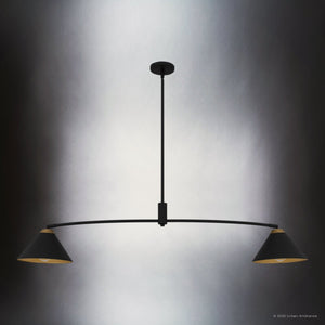 Urban Ambiance - Chandelier - UQL5980 Urban Loft Indoor Chandelier, 11.75''H x 52.00''W x 10.00''Dep, Matte Black Finish, Hanford Collection - 