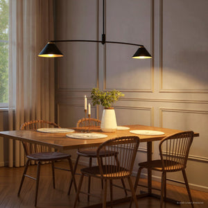 Urban Ambiance - Chandelier - UQL5980 Urban Loft Indoor Chandelier, 11.75''H x 52.00''W x 10.00''Dep, Matte Black Finish, Hanford Collection - 
