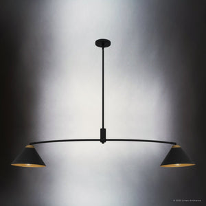 Urban Ambiance - Chandelier - UQL5980 Urban Loft Indoor Chandelier, 11.75''H x 52.00''W x 10.00''Dep, Matte Black Finish, Hanford Collection - 