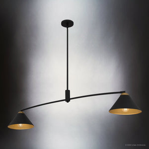 Urban Ambiance - Chandelier - UQL5980 Urban Loft Indoor Chandelier, 11.75''H x 52.00''W x 10.00''Dep, Matte Black Finish, Hanford Collection - 