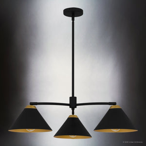 Urban Ambiance - Chandelier - UQL5981 Urban Loft Indoor Chandelier, 10.00''H x 32.00''W x 32.00''Dep, Matte Black Finish, Hanford Collection - 