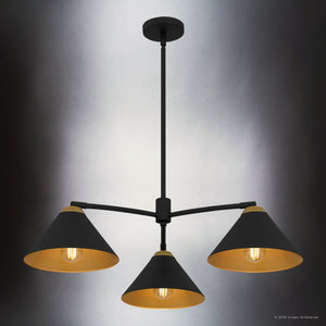 Urban Ambiance - Chandelier - UQL5981 Urban Loft Indoor Chandelier, 10.00''H x 32.00''W x 32.00''Dep, Matte Black Finish, Hanford Collection - 
