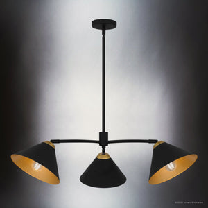 Urban Ambiance - Chandelier - UQL5981 Urban Loft Indoor Chandelier, 10.00''H x 32.00''W x 32.00''Dep, Matte Black Finish, Hanford Collection - 