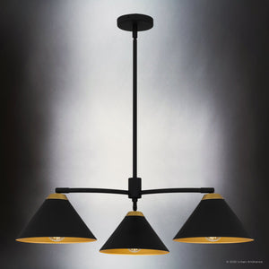 Urban Ambiance - Chandelier - UQL5981 Urban Loft Indoor Chandelier, 10.00''H x 32.00''W x 32.00''Dep, Matte Black Finish, Hanford Collection - 