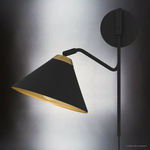 Urban Ambiance - Wall Sconce - UQL5982 Urban Loft Indoor Wall Sconce, 12.00''H x 10.00''W x 16.75''Dep, Matte Black Finish, Hanford Collection - 