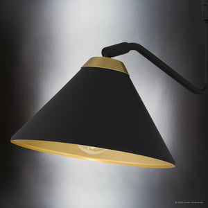 Urban Ambiance - Wall Sconce - UQL5982 Urban Loft Indoor Wall Sconce, 12.00''H x 10.00''W x 16.75''Dep, Matte Black Finish, Hanford Collection - 