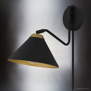 Urban Ambiance - Wall Sconce - UQL5982 Urban Loft Indoor Wall Sconce, 12.00''H x 10.00''W x 16.75''Dep, Matte Black Finish, Hanford Collection - 