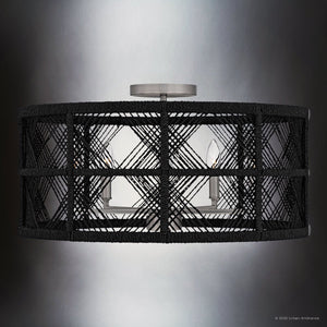 Urban Ambiance - Ceiling Light - UQL5990 Bohemian Indoor Ceiling Light, 11.25''H x 22.00''W x 22.00''Dep, Antique Nickel Finish, Rosemead Collection - 