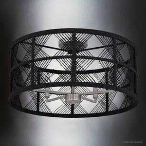 Urban Ambiance - Ceiling Light - UQL5990 Bohemian Indoor Ceiling Light, 11.25''H x 22.00''W x 22.00''Dep, Antique Nickel Finish, Rosemead Collection - 