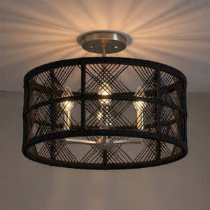 Urban Ambiance - Ceiling Light - UQL5990 Bohemian Indoor Ceiling Light, 11.25''H x 22.00''W x 22.00''Dep, Antique Nickel Finish, Rosemead Collection - 