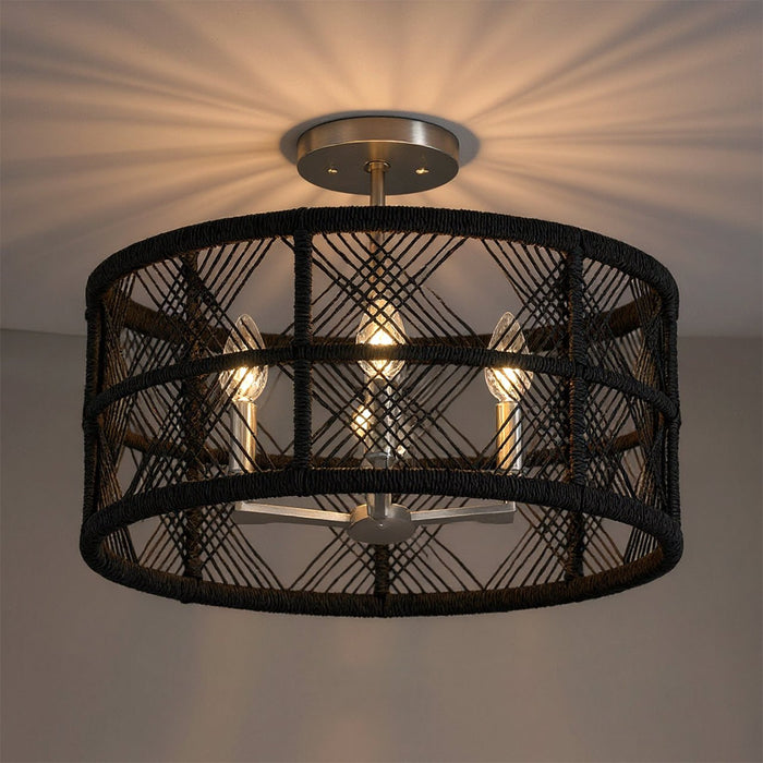 UQL5990 Bohemian Indoor Ceiling Light, 11.25''H x 22.00''W x 22.00''Dep, Antique Nickel Finish, Rosemead Collection