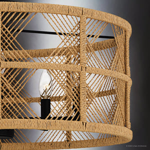 Urban Ambiance - Ceiling Light - UQL5991 Bohemian Indoor Ceiling Light, 11.25''H x 22.00''W x 22.00''Dep, Matte Black Finish, Rosemead Collection - 