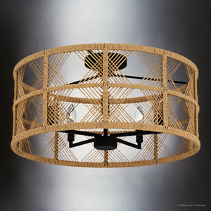 Urban Ambiance - Ceiling Light - UQL5991 Bohemian Indoor Ceiling Light, 11.25''H x 22.00''W x 22.00''Dep, Matte Black Finish, Rosemead Collection - 