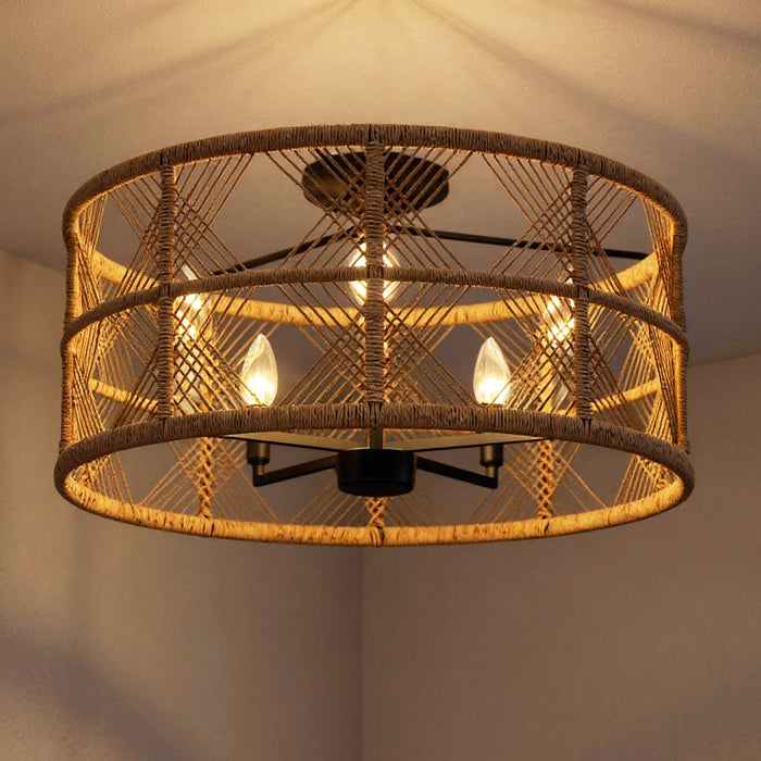 UQL5991 Bohemian Indoor Ceiling Light, 11.25''H x 22.00''W x 22.00''Dep, Matte Black Finish, Rosemead Collection