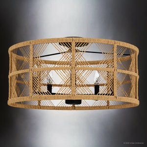 Urban Ambiance - Ceiling Light - UQL5991 Bohemian Indoor Ceiling Light, 11.25''H x 22.00''W x 22.00''Dep, Matte Black Finish, Rosemead Collection - 