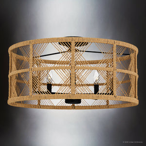 Urban Ambiance - Ceiling Light - UQL5991 Bohemian Indoor Ceiling Light, 11.25''H x 22.00''W x 22.00''Dep, Matte Black Finish, Rosemead Collection - 